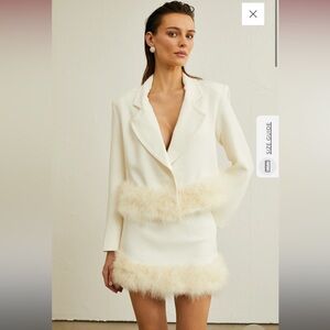 VALÉRIE FEATHER-HEM BLAZER & SKIRT MATCHING SET BRIDAL SET, bachelorette